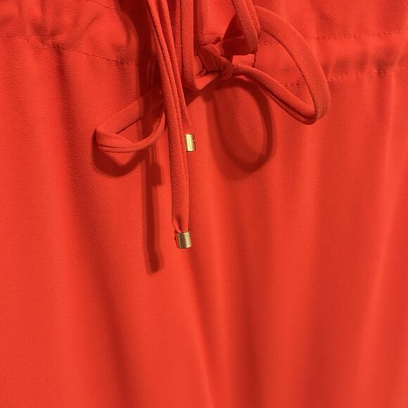 Trina Turk Desert Willow Dress Sz 12 Orange Boatneck Drawstring Cinch Waist - Picture 5 of 7